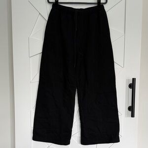 Good American Black Wide-Leg Drawstring Lounge Pants